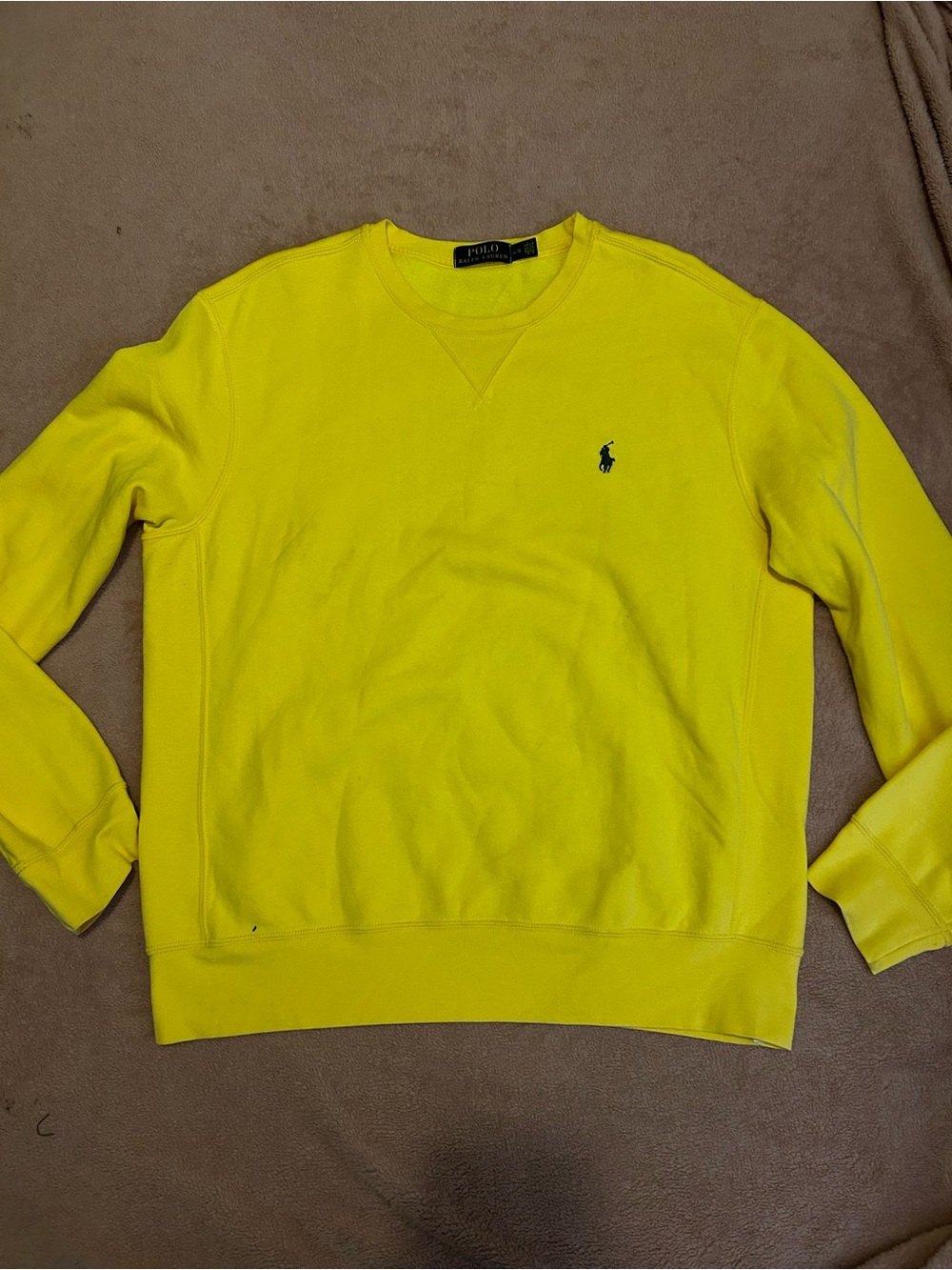 Ralph Lauren Women’s Yellow Crewneck Sweatshirt with Embroidered Polo